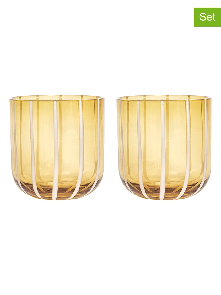 OYOY living design Szklanki (2 szt.) "Mizu" w kolorze żółtym - 200 ml rozmiar: onesize