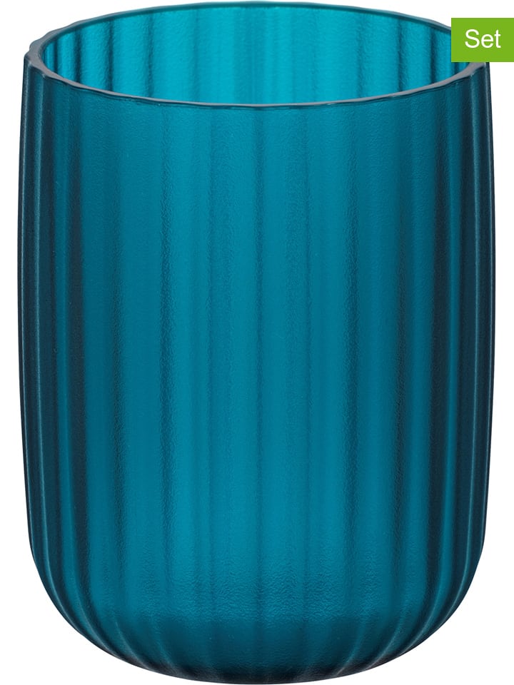 Wenko Kubki łazienkowe (2 szt.) "Agropoli" w kolorze morskim - wys. 10 x Ø 7,5 cm rozmiar: onesize