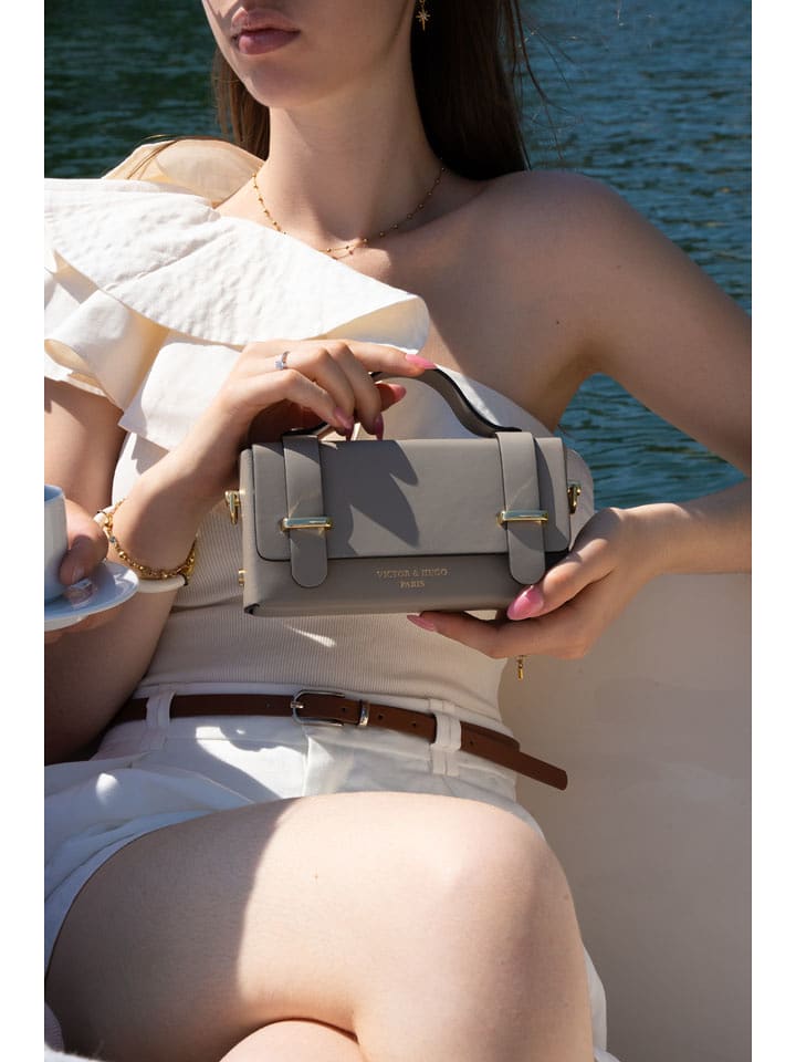 Victor & Hugo Paris Skórzana torebka "Boho" w kolorze szarobrązowym - 19 x 10 x 5 cm rozmiar: onesize