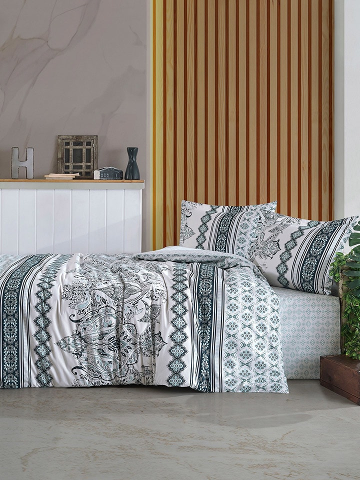 Elizabed Komplet pościeli renforcé w kolorze kremowo-niebieskim rozmiar: 80x80 cm