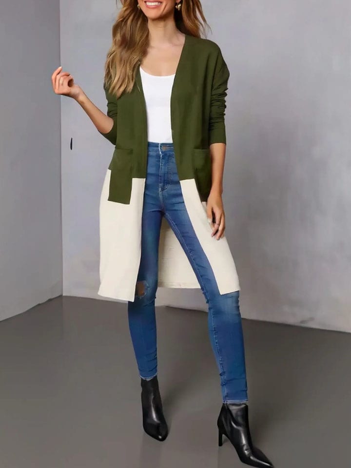 Milan Kiss Kardigan w kolorze oliwkowo-kremowym rozmiar: L