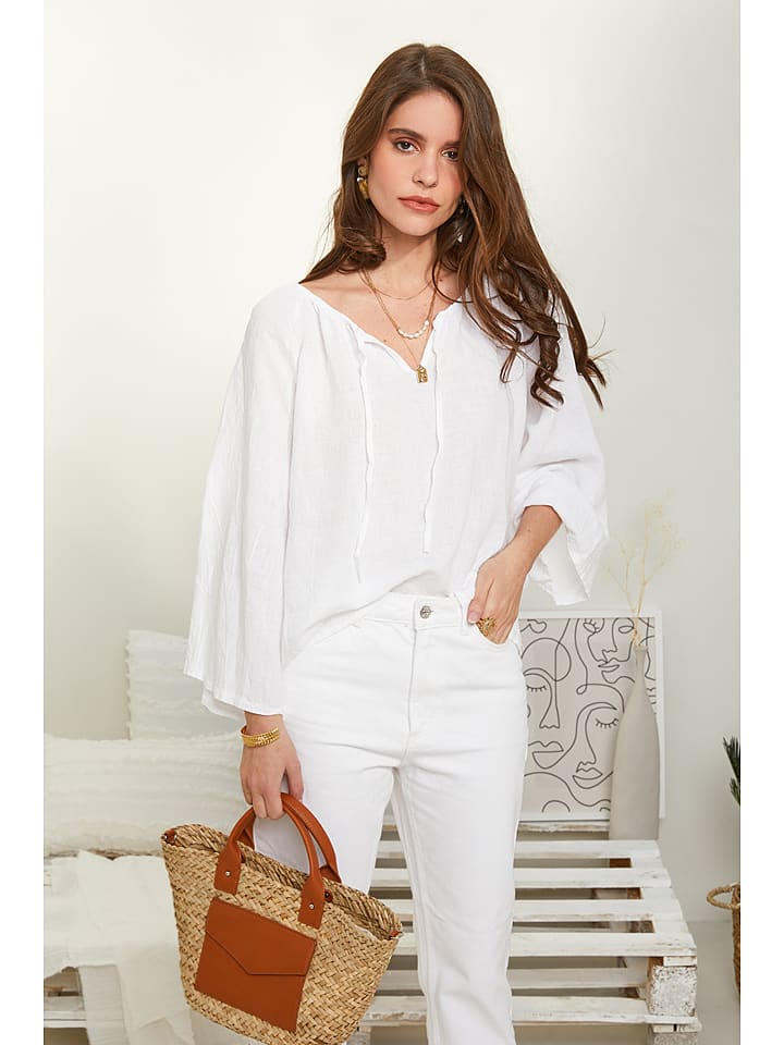 Rodier Lin Lniana bluzka w kolorze białym rozmiar: XL/XXL