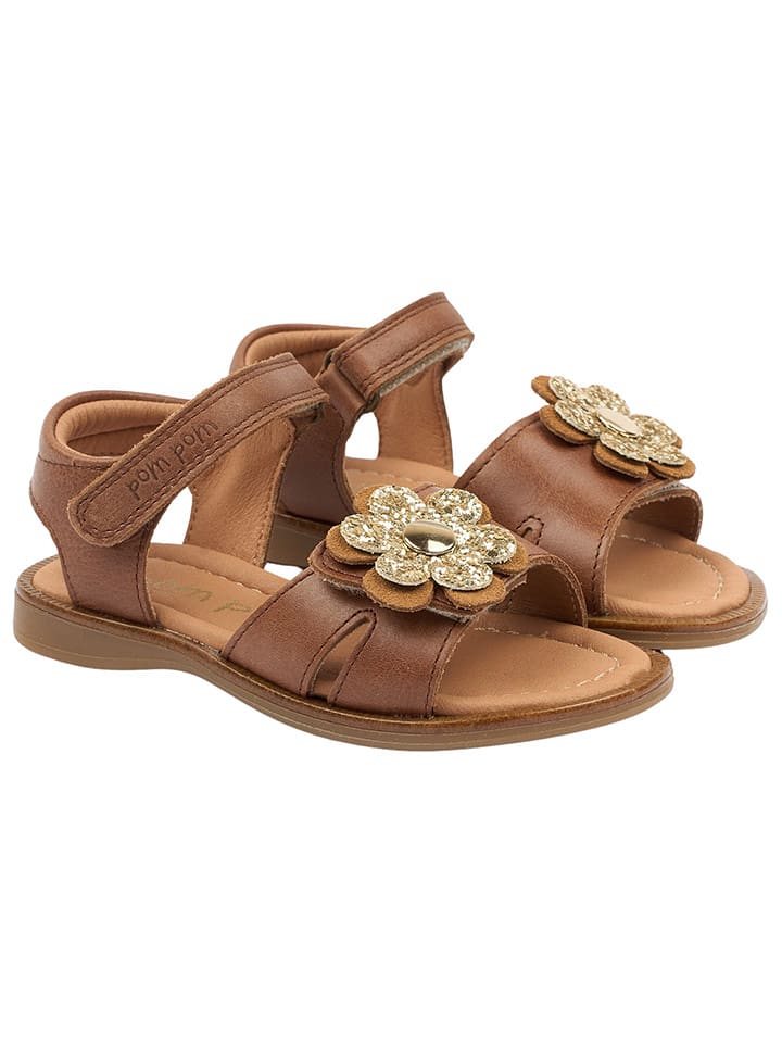 POM POM Skórzane sandały w kolorze jasnobrązowym rozmiar: 25