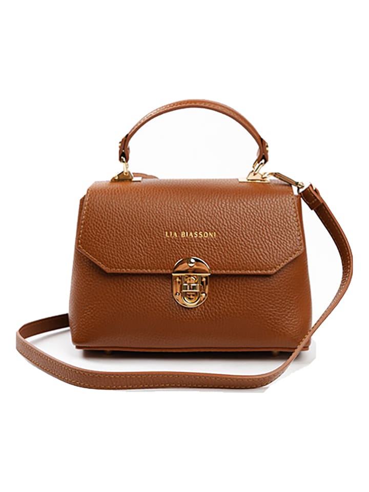 Lia Biassoni Skórzana torebka w kolorze jasnobrązowym - 23 x 16 x 12 cm rozmiar: onesize