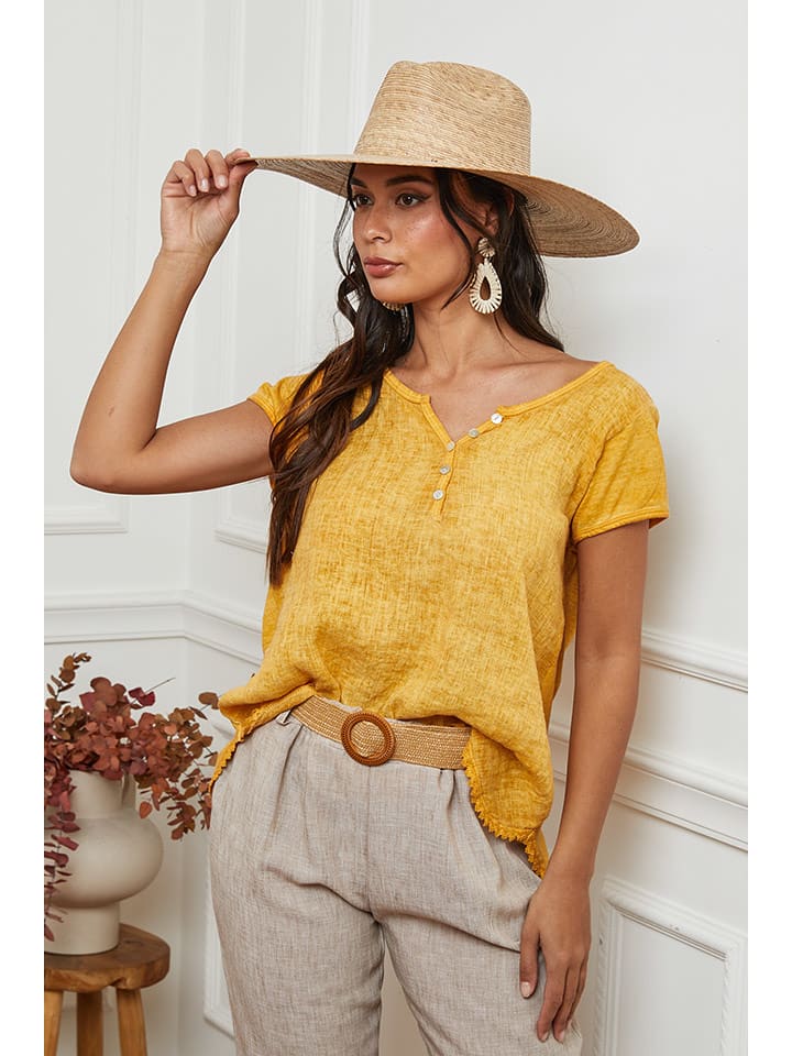 La Compagnie Du Lin Lniana koszulka w kolorze żółtym rozmiar: XXL