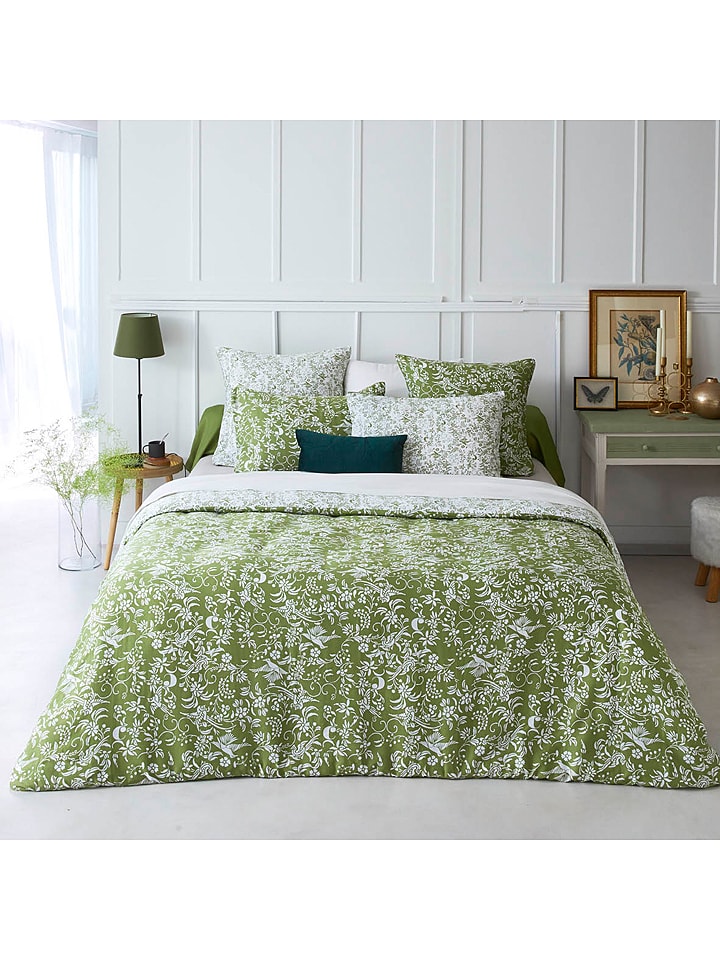 Cacharel Satynowe prześcieradło w kolorze zielonym na gumce rozmiar: 140x200 cm