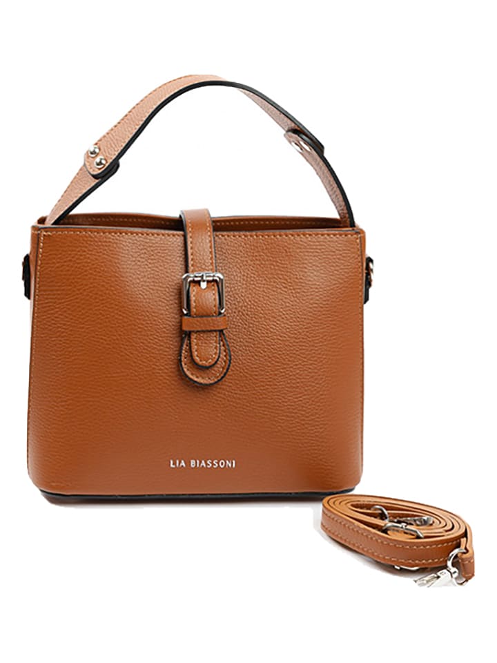 Lia Biassoni Skórzana torebka w kolorze jasnobrązowym - 25 x 20 x 12 cm rozmiar: onesize