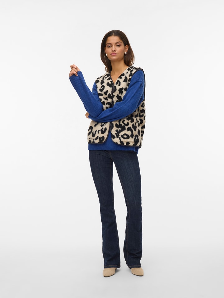 Vero Moda Kamizelka pluszowa w kolorze beżowo-czarnym rozmiar: XL