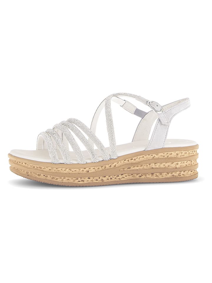 Gabor Sandały w kolorze srebrno-szarym na koturnie rozmiar: 38,5