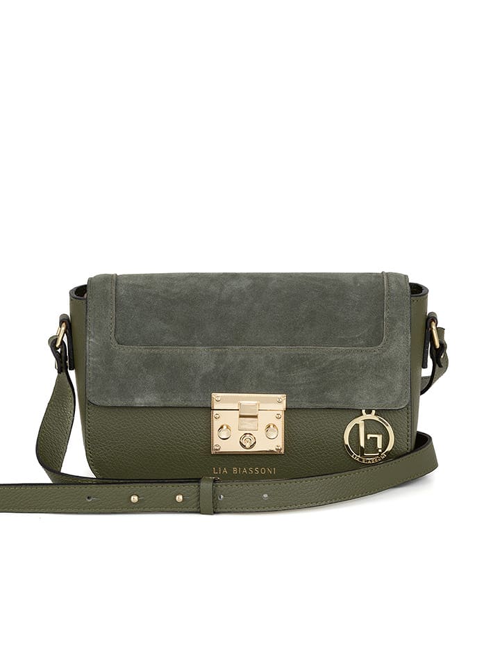 Lia Biassoni Skórzana torebka "Camoscio" w kolorze oliwkowym - 24 x 16 x 7 cm rozmiar: onesize