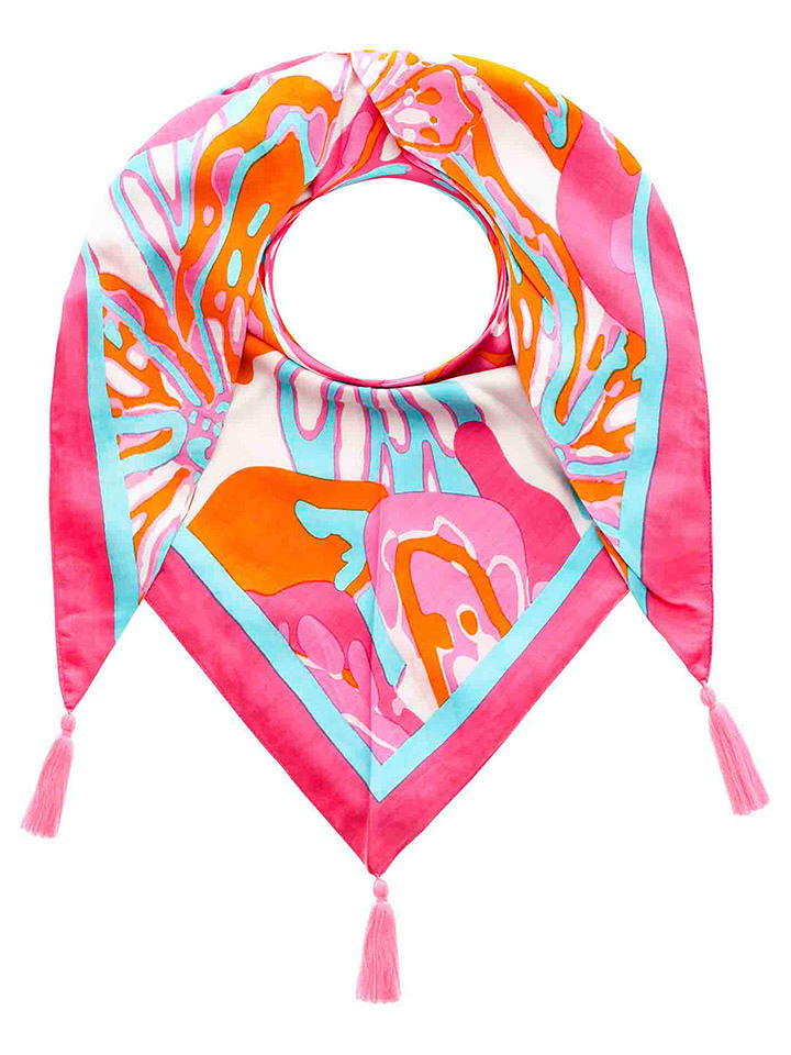 Zwillingsherz Chusta trójkątna "Big Flower" w kolorze różowym - 200 x 95 cm rozmiar: onesize