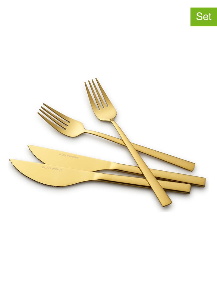 Echtwerk 4-częściowy zestaw sztućców w kolorze złotym do pizzy rozmiar: onesize