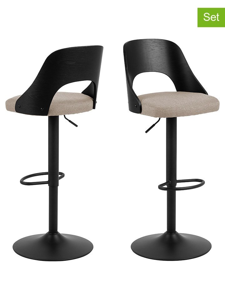 Actona Hockery barowe (2 szt.) "Lucy" w kolorze kremowo-czarnym - 47 x 113 x 50,5 cm rozmiar: onesize