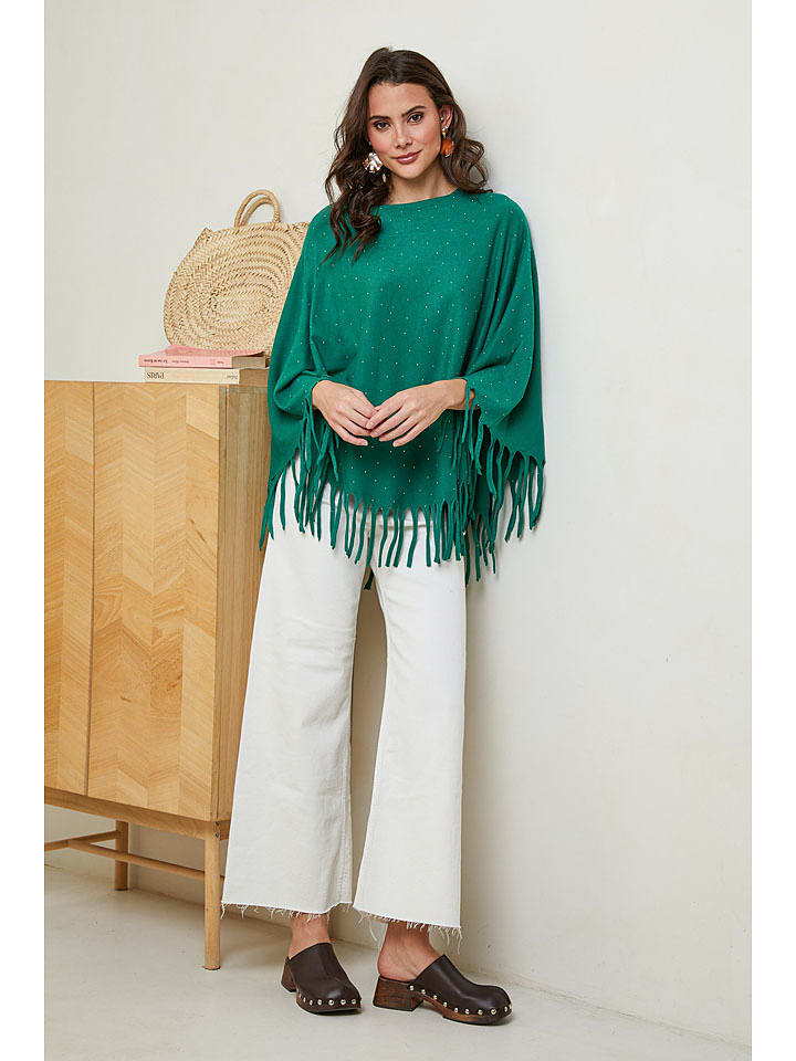 Soft Cashmere Ponczo w kolorze zielonym rozmiar: 38/40