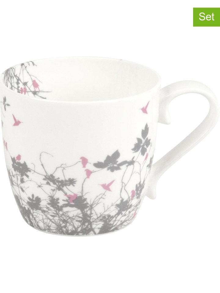 Könitz Kubki jumbo (2 szt.) w kolorze biało-szaro-jasnoróżowym - 450 ml rozmiar: onesize