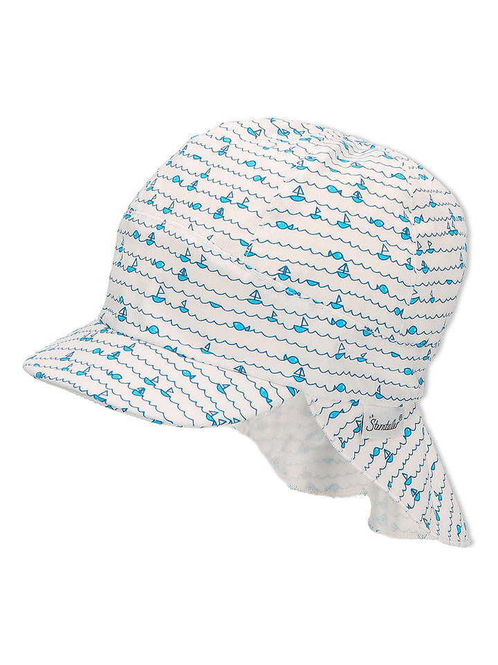 Sterntaler Czapka w kolorze białym z osłoną karku rozmiar: 43 cm