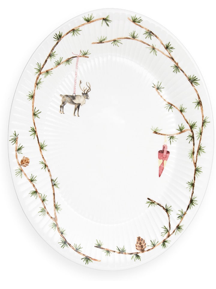 Kähler Talerz "Hammershøi" w kolorze biało-zielonym do serwowania - 34 x 27 cm rozmiar: onesize