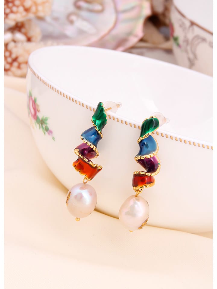 L'Atelier de Gaia Pozłacane kolczyki z perłami rozmiar: onesize