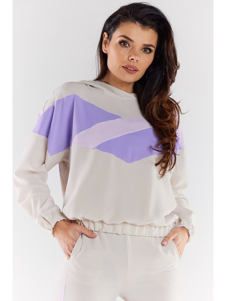 Awama Bluza w kolorze beżowo-lawendowym rozmiar: M