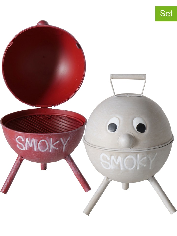 Boltze Popielniczki (2 szt.) "Junior" w kolorze czerwono-szarym - wys. 20 x Ø 13,5 cm rozmiar: onesize