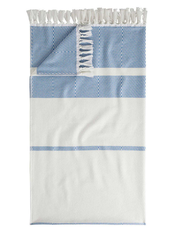 Egeria Ręcznik "Pestemal" w kolorze kremowo-niebieskim do sauny rozmiar: 100x180 cm