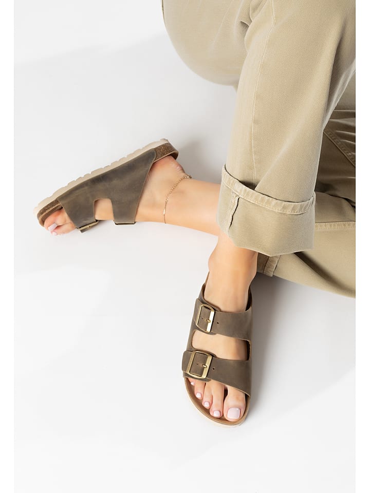 BAYTON Skórzane klapki "Atlas" w kolorze brązowym rozmiar: 36