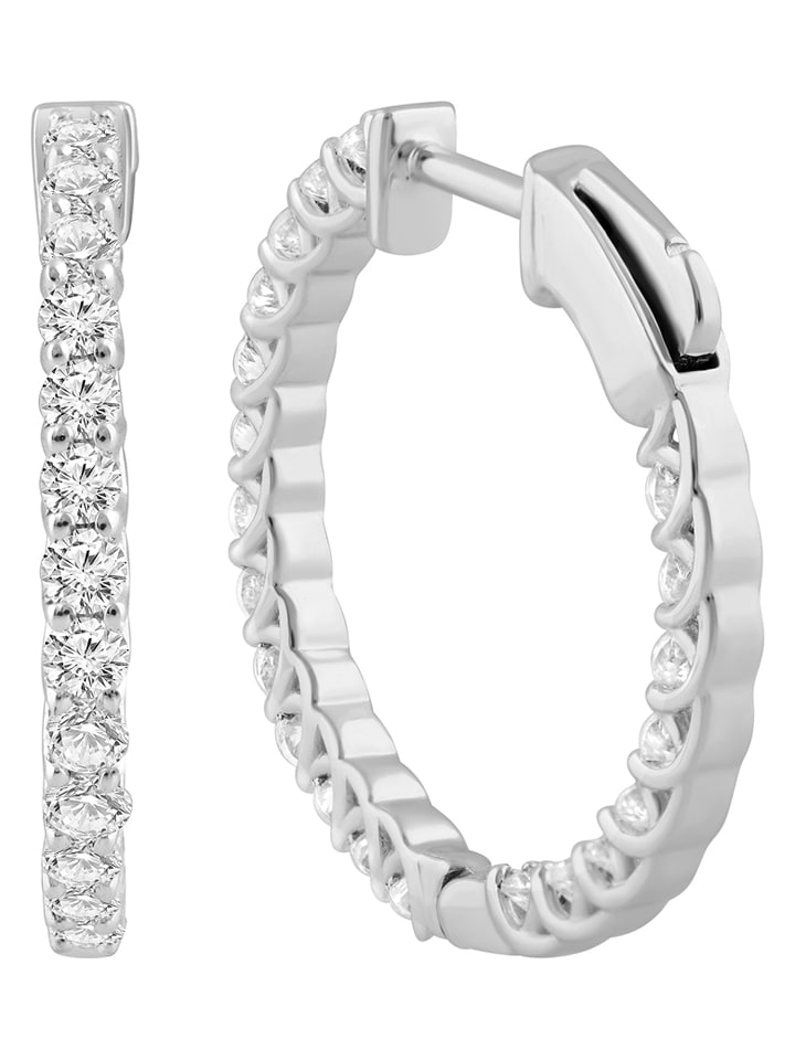 Diamonds lab grown Złote kolczyki-kreole z diamentami rozmiar: onesize