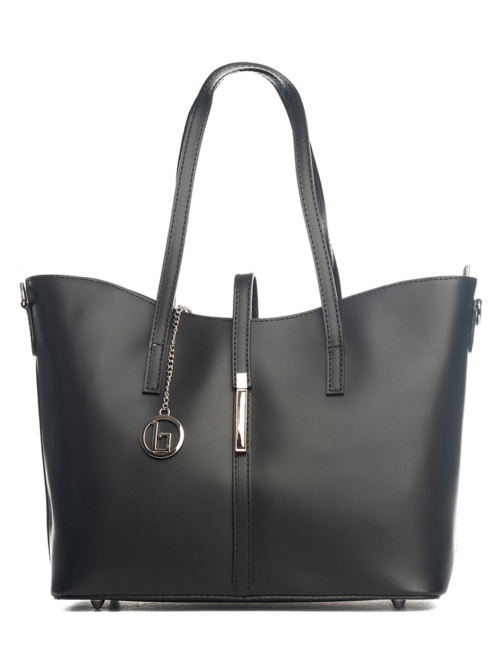 Lia Biassoni Skórzana torebka "Parma" w kolorze czarnym - 40 x 27 x 14 cm rozmiar: onesize