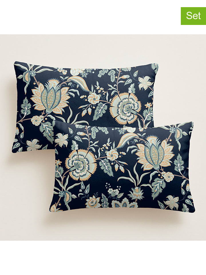 Pierre Cardin Perkalowe poszewki (2 szt.) w kolorze granatowym na poduszkę rozmiar: 50x80 cm