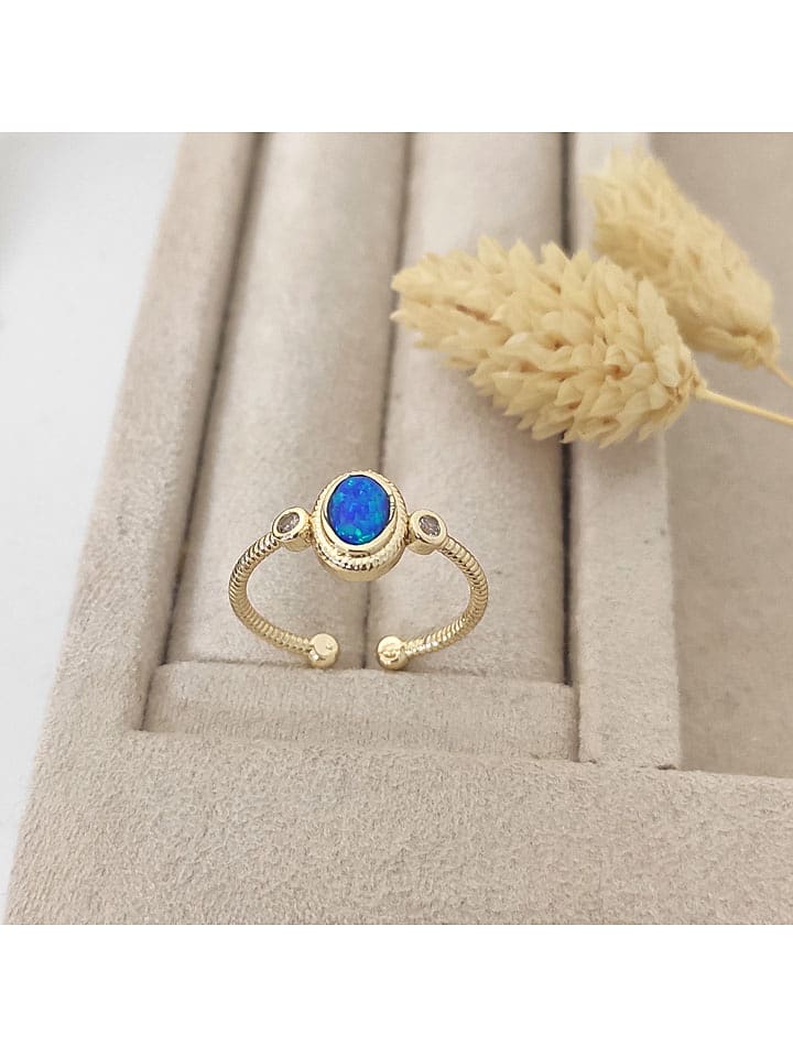 Nakkash Pozłacany pierścionek z opalem i cyrkoniami rozmiar: onesize