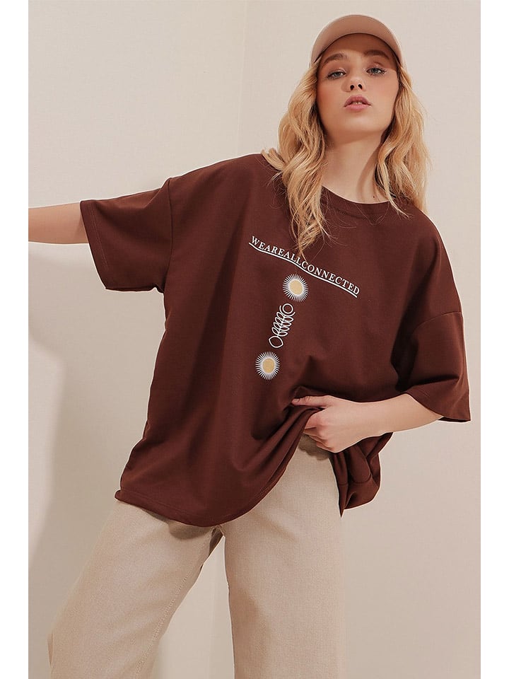 Trend Alacati Koszulka "Trend Alaçat Stili" w kolorze brązowym rozmiar: XL