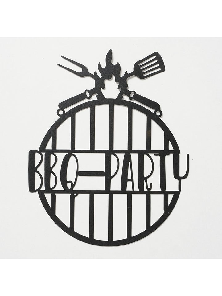 Boltze Szyld dekoracyjny "BBQ" w kolorze czarnym - Ø 33,5 cm rozmiar: onesize