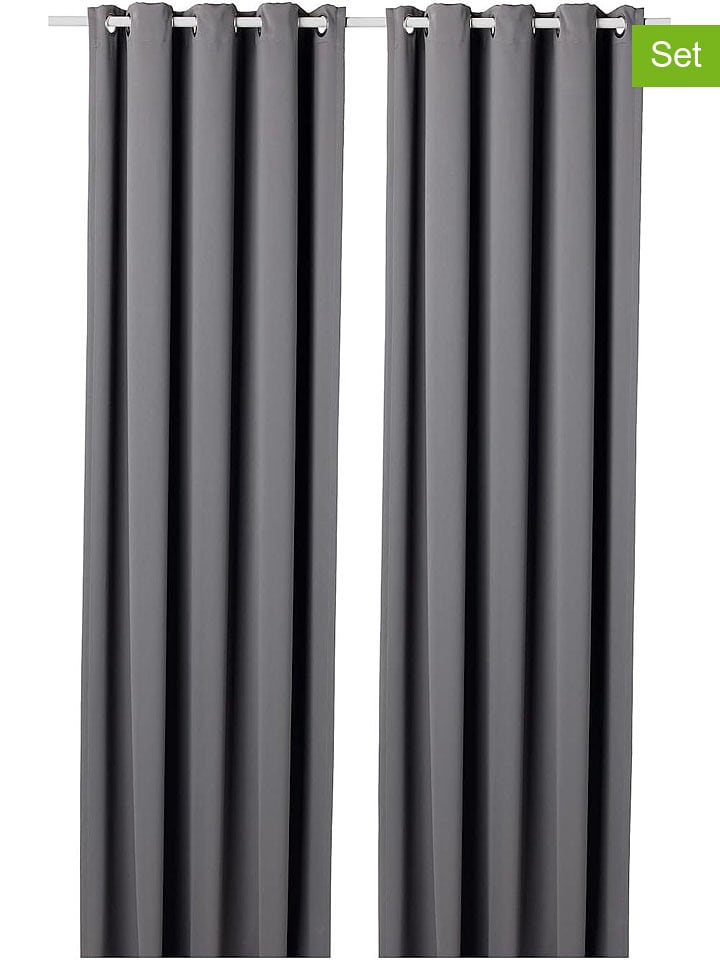 ABERTO DESIGN Zasłony (2 szt.) w kolorze antracytowym rozmiar: 145x250 cm