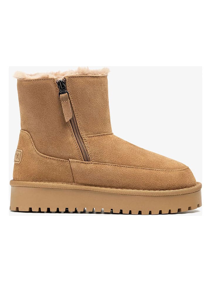 Unisa Skórzane botki "Fuster" w kolorze jasnobrązowym rozmiar: 39