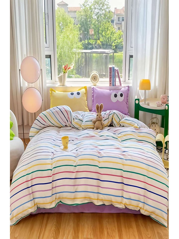 Colourful Cotton Komplet pościeli "Funny" w kolorze białym ze wzorem rozmiar: 135x200 cm