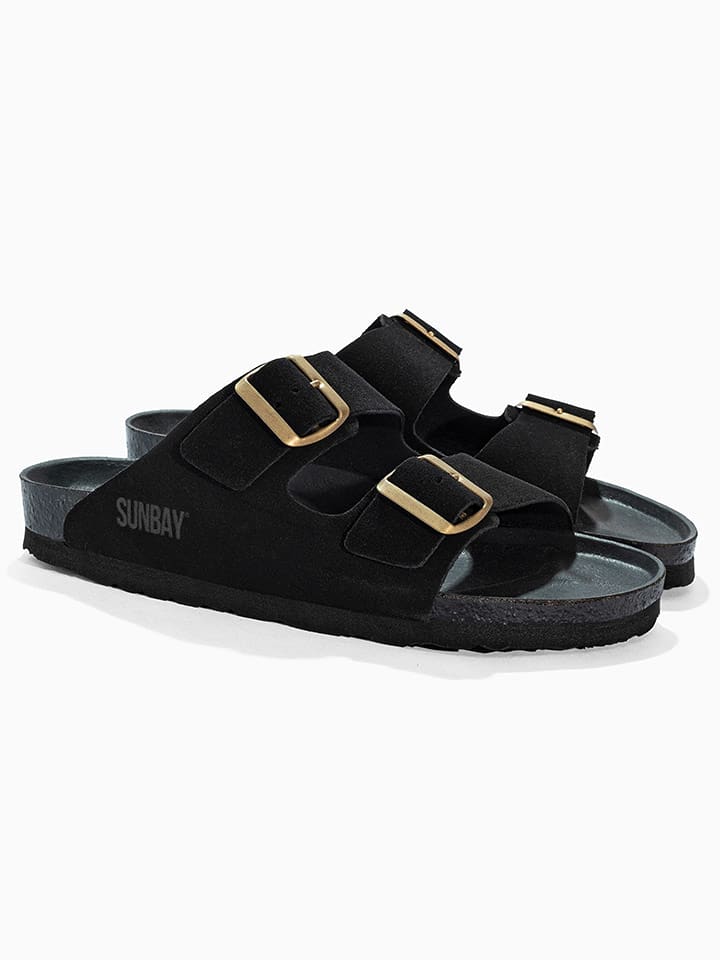 Sunbay Skórzane klapki "Trefle" w kolorze czarnym rozmiar: 38