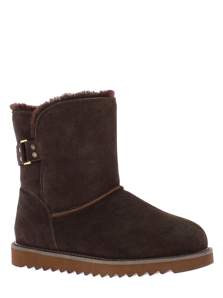 NICEBAY Skórzane botki zimowe "Blackbird" w kolorze brązowym rozmiar: 38