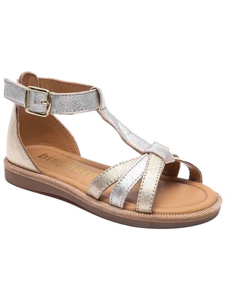 bisgaard Skórzane sandały w kolorze złoto-srebrnym rozmiar: 32