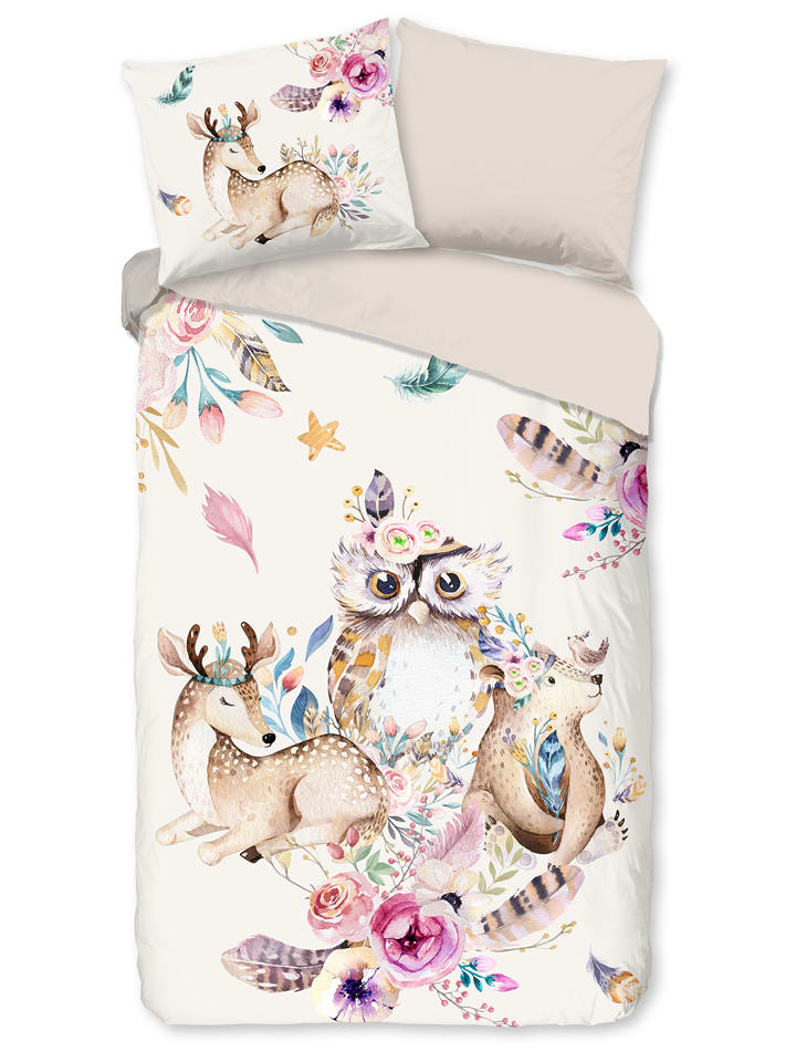 Pure Komplet pościeli "Meandra" w kolorze beżowym z mikrofibry rozmiar: 135x200 cm