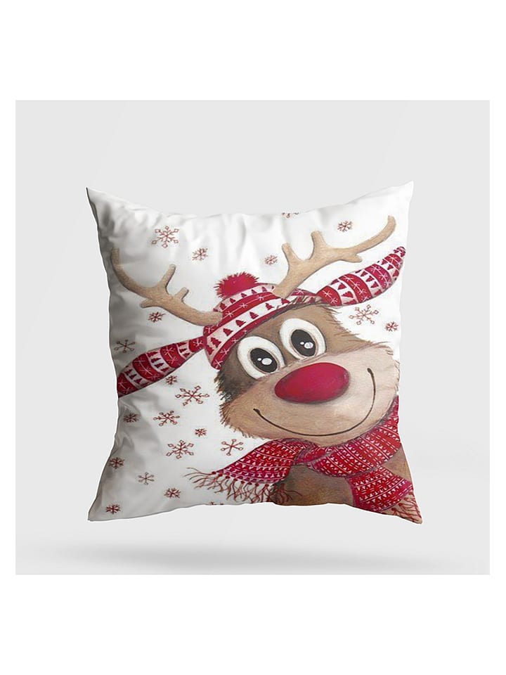 Colorful Cotton Poduszka w kolorze biało-czerwonym rozmiar: 43x43 cm