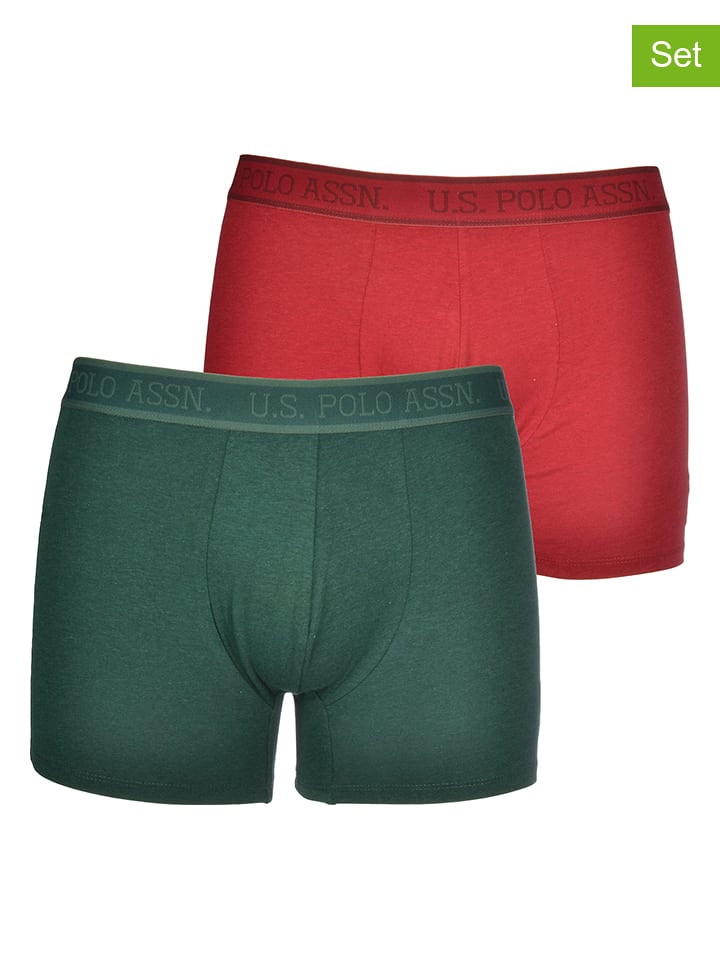 U.S. Polo Assn. Bokserki (2 pary) w kolorze zielonym i czerwonym rozmiar: M