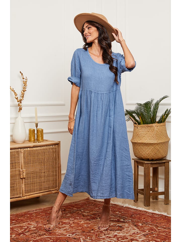 La Compagnie Du Lin Lniana sukienka w kolorze niebieskim rozmiar: XL