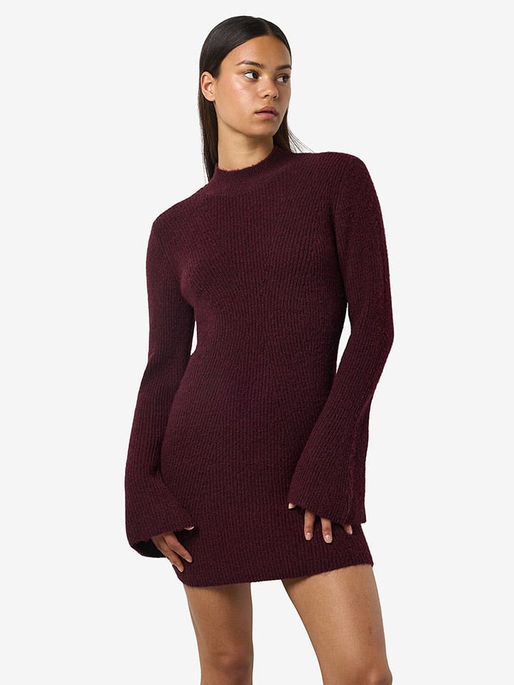 Noisy may Sukienka dzianinowa w kolorze bordowym rozmiar: L