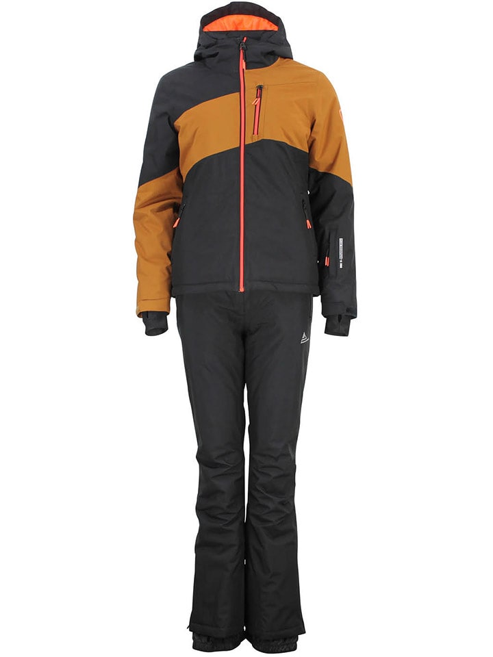 Peak Mountain 2-częściowy zestaw narciarski "Anice" w kolorze szaro-jasnobrązowym rozmiar: L