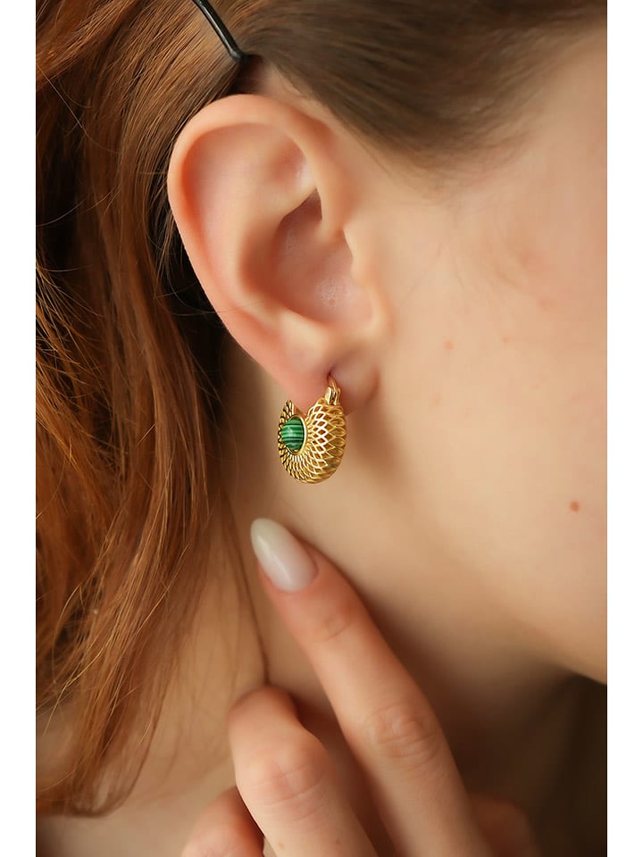 L'Atelier de Gaia Pozłacane kolczyki z malachitami rozmiar: onesize