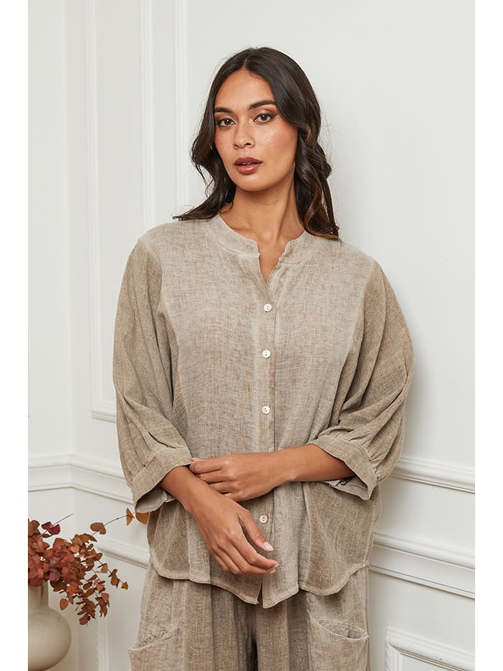 La Compagnie Du Lin Lniana bluzka w kolorze beżowym rozmiar: XL