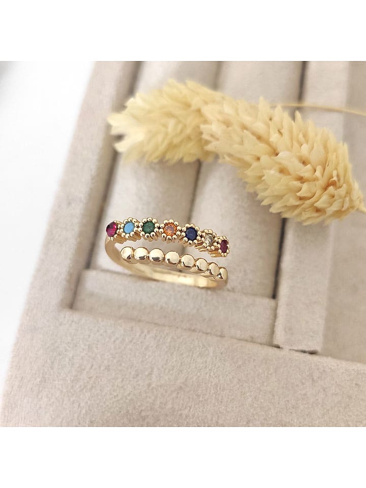 Nakkash Pozłacany pierścionek z cyrkoniami rozmiar: onesize