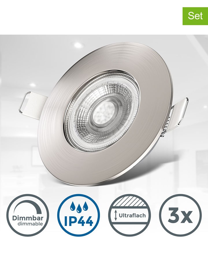 Briloner Lampy wpuszczane LED (3 szt.) w kolorze srebrnym - KEE F (A do G) rozmiar: onesize