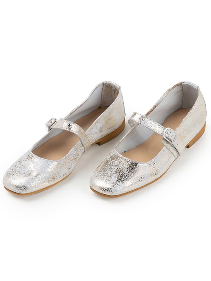 Anna Morellini Skórzane baleriny "Grenevelia" w kolorze srebrnym rozmiar: 37