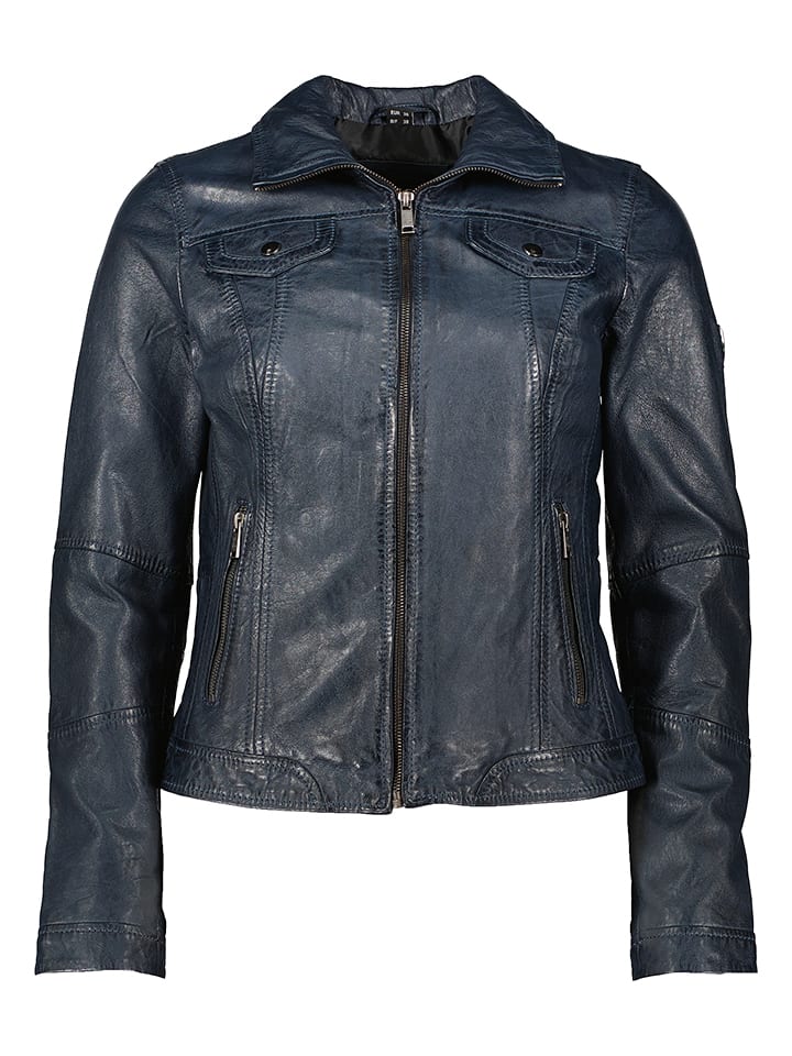 HIS Skórzana kurtka w kolorze granatowym rozmiar: 46